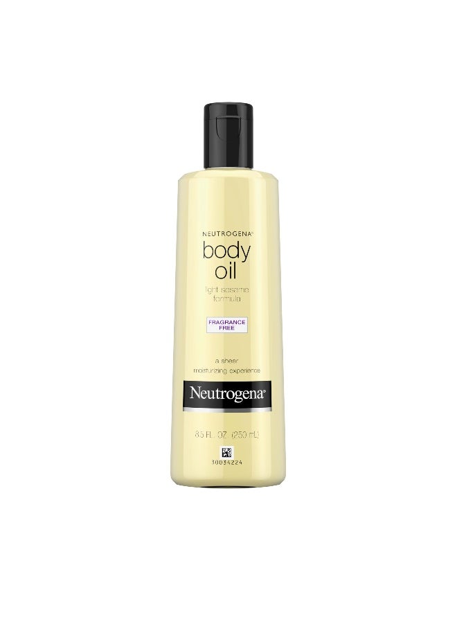 Neutrogena - Body Oil Light Sesame Formula, 8.5 fl oz, Fragrance Free Radiant Glow Moisturizer for Dry Skin and Massage Oil with Sesame Oil, Bath & Shower Oil For Smooth and Hydrated Skin - Image 1