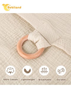Bebiland Muslin Nursing Cover with Wooden Hoop, 100% Cotton Breastfeeding Cover, Soft and Breathable Privacy Nursing Apron for Mom (Khaki)  - Image 3