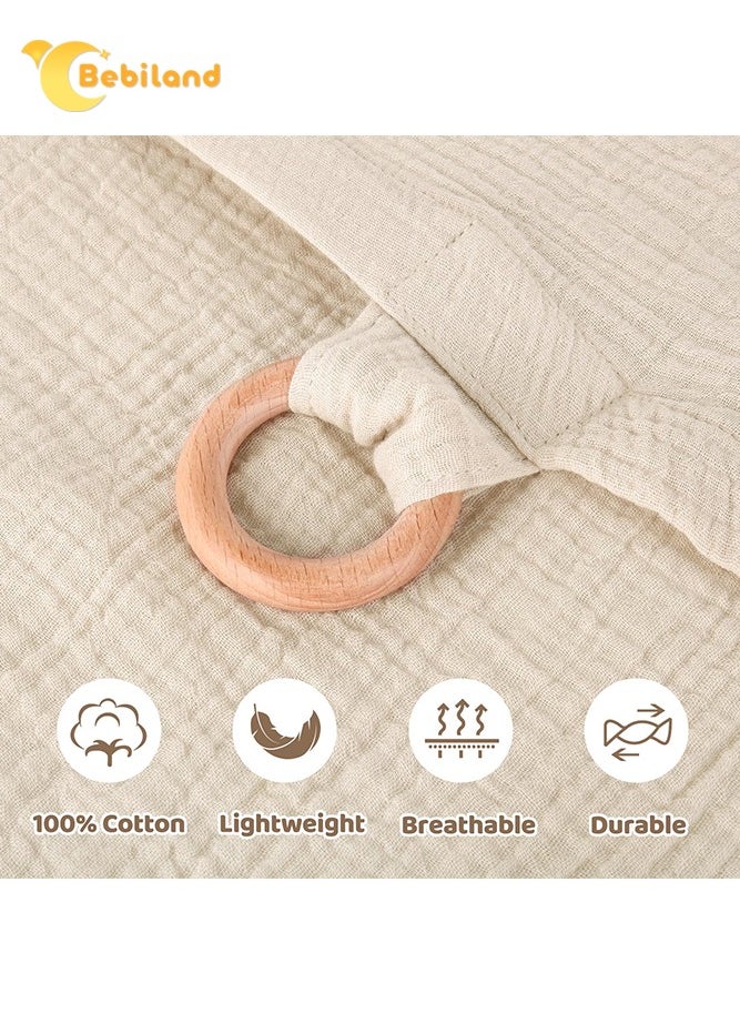 Bebiland Muslin Nursing Cover with Wooden Hoop, 100% Cotton Breastfeeding Cover, Soft and Breathable Privacy Nursing Apron for Mom (Khaki)  - Image 3