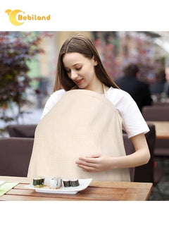 Bebiland Muslin Nursing Cover with Wooden Hoop, 100% Cotton Breastfeeding Cover, Soft and Breathable Privacy Nursing Apron for Mom (Khaki)  - Image 4