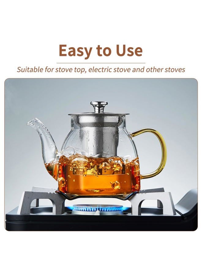 DOPUDO Glass Tea Pot with Stainless Steel Infuser and Lid (Octagonal), Clear Glass Teapot, Borosilicate Hydrochloric Glass Heat Resistant, Fine Glass Filter for Flower Tea, Tea Bags (32 oz / 800 ml) - Image 5