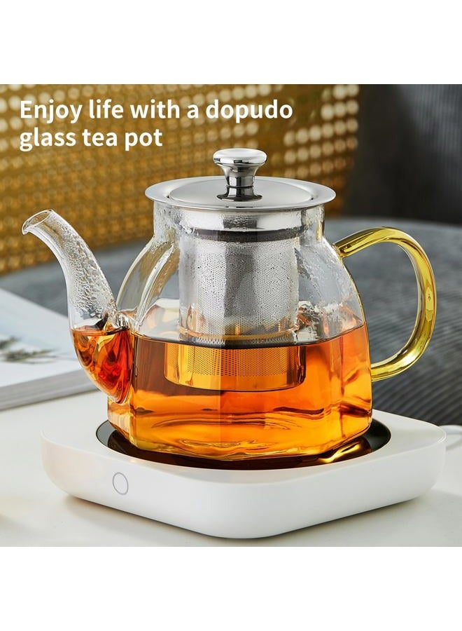 DOPUDO Glass Tea Pot with Stainless Steel Infuser and Lid (Octagonal), Clear Glass Teapot, Borosilicate Hydrochloric Glass Heat Resistant, Fine Glass Filter for Flower Tea, Tea Bags (32 oz / 800 ml) - Image 2