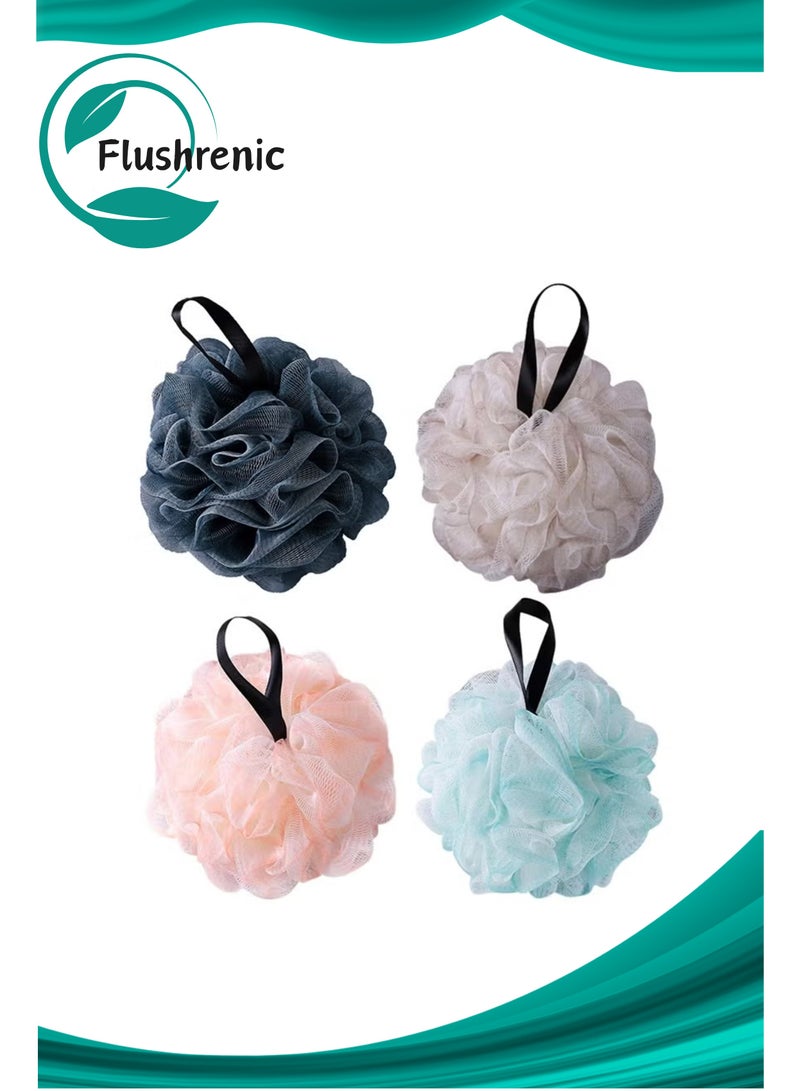 فلوشرينيك 4 قطع  إسفنجات الاستحمام إسفنجات الاستحمام ليفة الاستحمام, ليفة استحمام شبكية,  للعناية المحسّنة بالبشرة للرجال والنساء، تجربة استحمام فاخرة مستوحاة من الطبيعة - Image 1