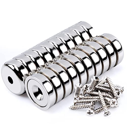 Keukenket 20Pcs Super Strong Round Base Cup Neodymium Magnets with Holes06316mm Ring Rare Earth Magnets Heavy Duty Countersunk Holes Pot Magnet with Screw for Kitchen Craft Wood DIY Holding Tools Hanging - Image 1
