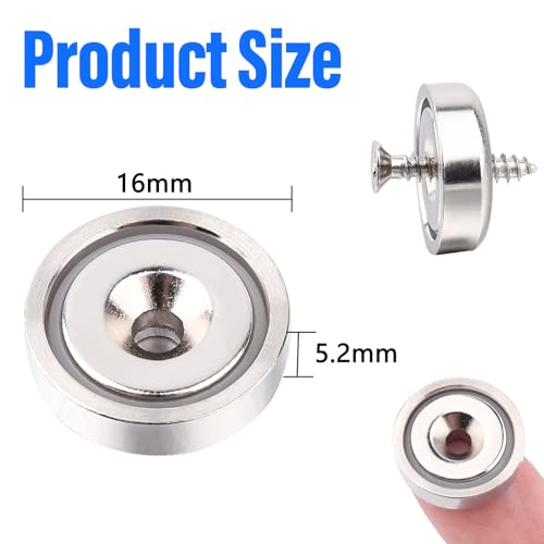 Keukenket 20Pcs Super Strong Round Base Cup Neodymium Magnets with Holes06316mm Ring Rare Earth Magnets Heavy Duty Countersunk Holes Pot Magnet with Screw for Kitchen Craft Wood DIY Holding Tools Hanging - Image 3