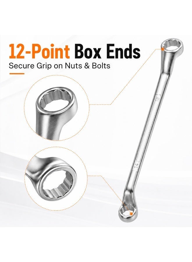 14mm x 15mm Deep Offset Double Box End Wrench, Metric 12-Point Ring Spanner, Heavy Duty Chrome Vanadium Steel Hand Tool for Automotive & Mechanical Repair in Tight Spaces - Image 3