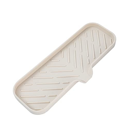 MicoYang Silicone Bathroom Soap Dishes with Drain Spout-Bathroom and Kitchen Sink Organizer,Sponge Holder,Dish Soap Tray,Perfect for Dispenser,Scrubber,Bottle,Cup on Sink or Counter-Tapioca 12"×4" - Image 1