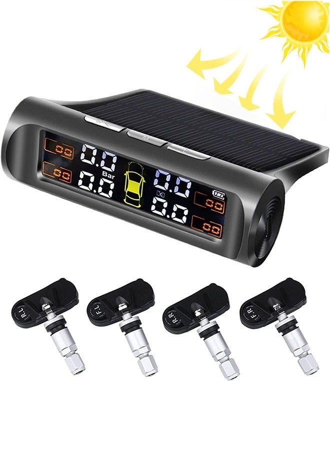 Arabest Car Tire Pressure Monitoring System,Solar Energy Monitoring System With 4 Internal Sensors,Waterproof,Wireless LCD Display Tire Pressure Monitor,Real-Time Pressure and Temperature Monitoring, Easy to Use (0~87 PSI)  - Image 1