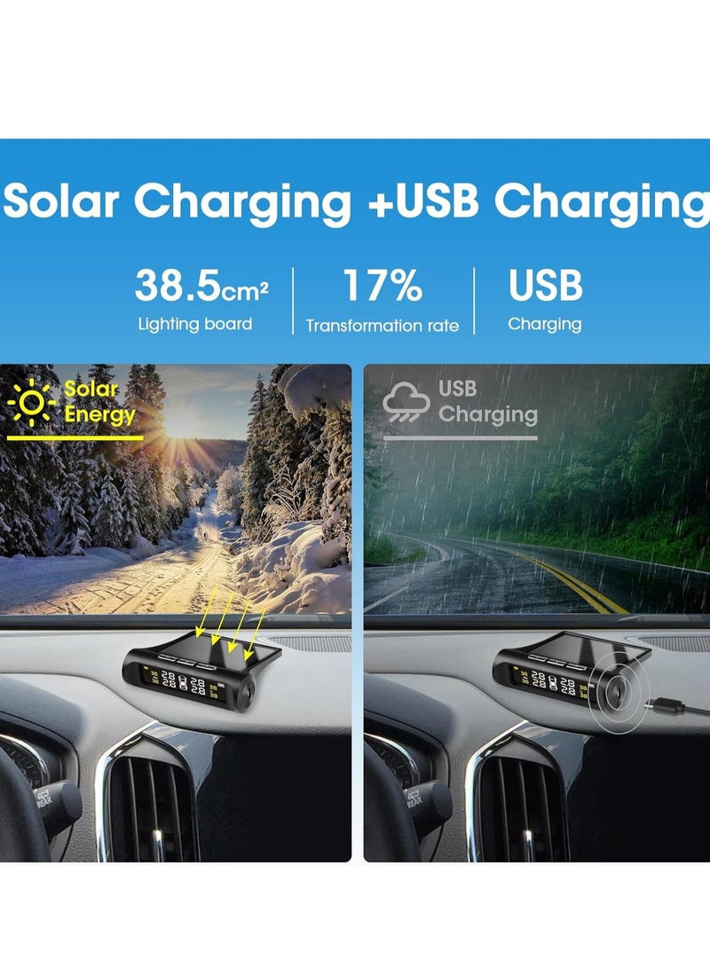 Arabest Car Tire Pressure Monitoring System,Solar Energy Monitoring System With 4 Internal Sensors,Waterproof,Wireless LCD Display Tire Pressure Monitor,Real-Time Pressure and Temperature Monitoring, Easy to Use (0~87 PSI)  - Image 3