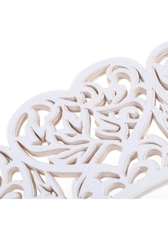 COSMOS - 24 Pcs White Lace Heart Cutout Cupcake Wrapper Wraps Liner Wedding Party Cake Decoration - Image 1