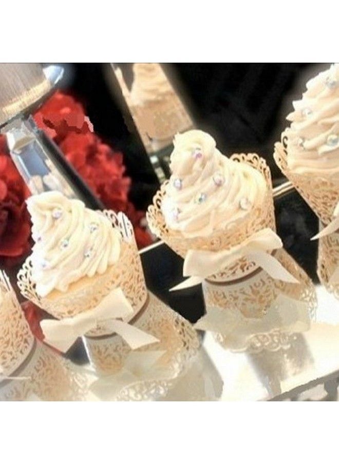 COSMOS - 24 Pcs White Lace Heart Cutout Cupcake Wrapper Wraps Liner Wedding Party Cake Decoration - Image 1