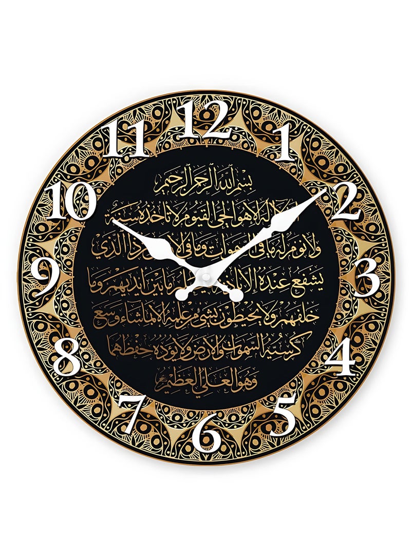 Vintage Islamic Calligraphy Wooden Wall Clock, Silent Non-Ticking Decorative Wall Clock for Living Room, Bedroom, Kitchen & Office, Islamic Home Decor, Eid Ramadan Gift (Battery Not Included) - Image 2