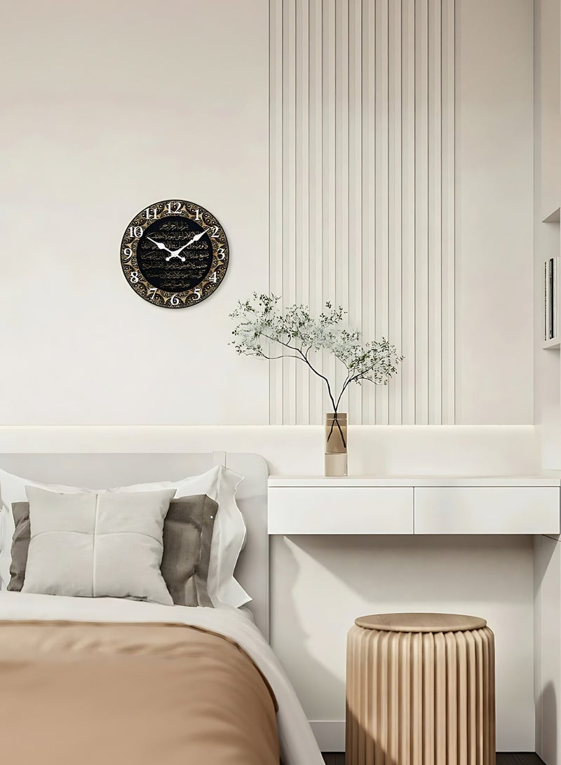Vintage Islamic Calligraphy Wooden Wall Clock, Silent Non-Ticking Decorative Wall Clock for Living Room, Bedroom, Kitchen & Office, Islamic Home Decor, Eid Ramadan Gift (Battery Not Included) - Image 4