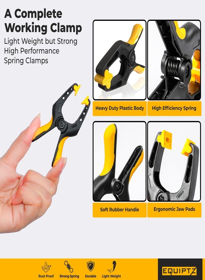 EQUIPTZ Spring Clamps 3 inch - 20 Pack Clamps for Backdrop Stand, Tarps, Crafts & Pool Cover with 1.5 Inch Mouth Opening - Small Clamps for Photography Studio with Non-Detachable Jaw Pads - Image 2