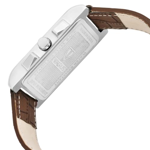 Walrus Rectangular Analog Watch for Men Silver Face Brown Strap Classic Formal Office Wear - Image 4