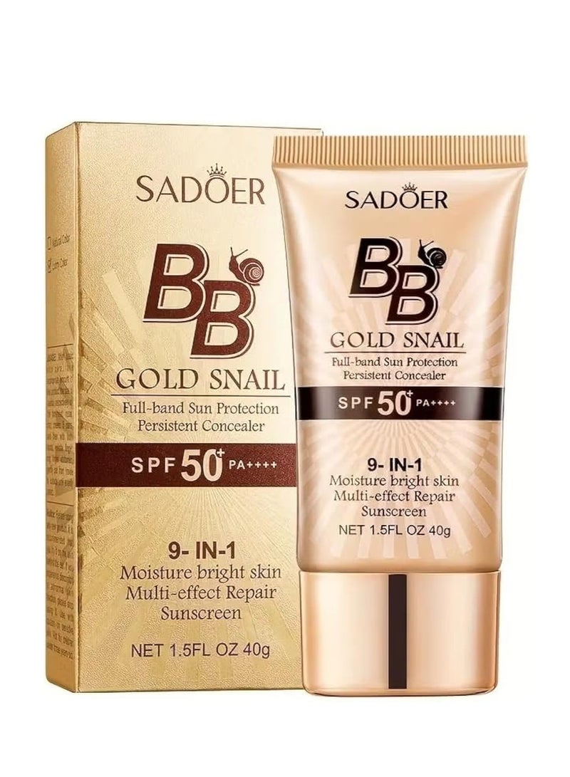 SADOER Long-Lasting BB cream golden snail BB Cream - Waterproof Liquid Foundation and Concealer for Flawless Makeup - Image 1