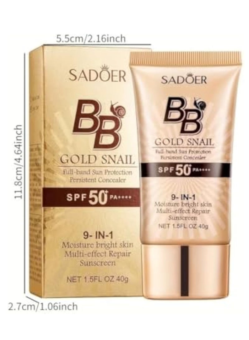 SADOER Long-Lasting BB cream golden snail BB Cream - Waterproof Liquid Foundation and Concealer for Flawless Makeup - Image 2