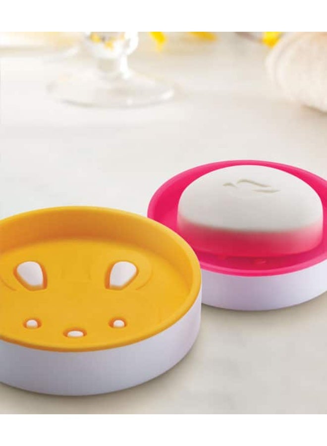 2-Piece Plastic Soap Holder Set with Drainage Design, Bathroom & Kitchen Bar Soap Dish Organizer - Image 2