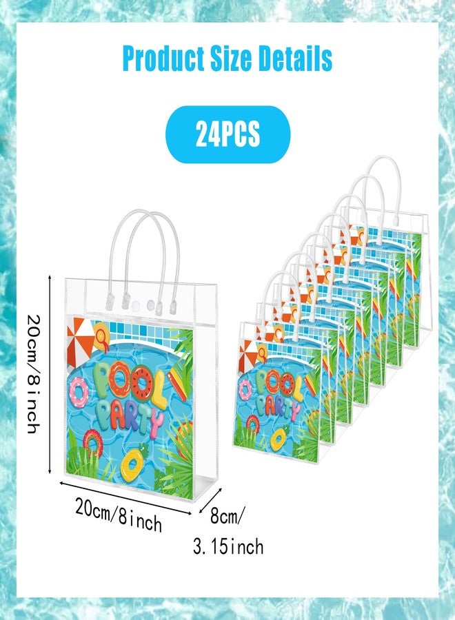 HYMENEX 24Pcs Pool Party Gift Bags, Pool Party Goodie Bags with Handles Pool Party Favor Bags Clear PVC Candy Treat Snack Bag for Swimming Summer Party Birthday Gifts 8 x 8 x 3.15 Inch - Image 2