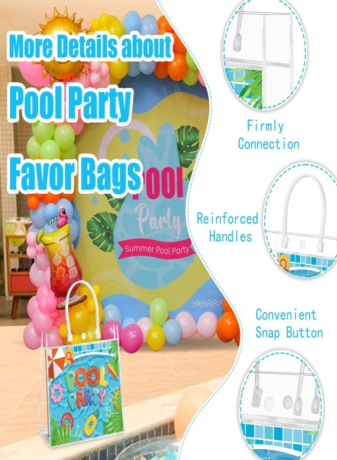HYMENEX 24Pcs Pool Party Gift Bags, Pool Party Goodie Bags with Handles Pool Party Favor Bags Clear PVC Candy Treat Snack Bag for Swimming Summer Party Birthday Gifts 8 x 8 x 3.15 Inch - Image 3