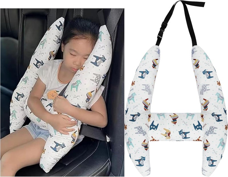 XINCHIA Kids Car Travel Pillow - H-Shaped Head Neck Support Cushion for Car Seat - Image 1