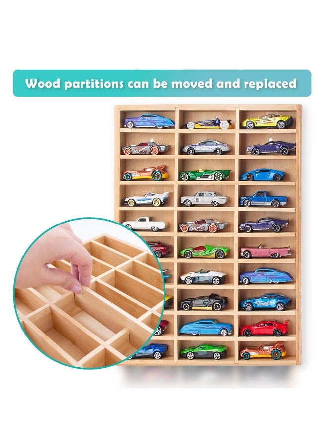 KISLANE حامل عرض سيارات الألعاب الخشبية الأنيق مع رفوف قابلة للإزالة، منظم قابل للتعليق على الحائط لسيارات الألعاب وسيارات ماتش بوكس، يتضمن براغي للتعليق (خشب-30 فتحة) - Image 5