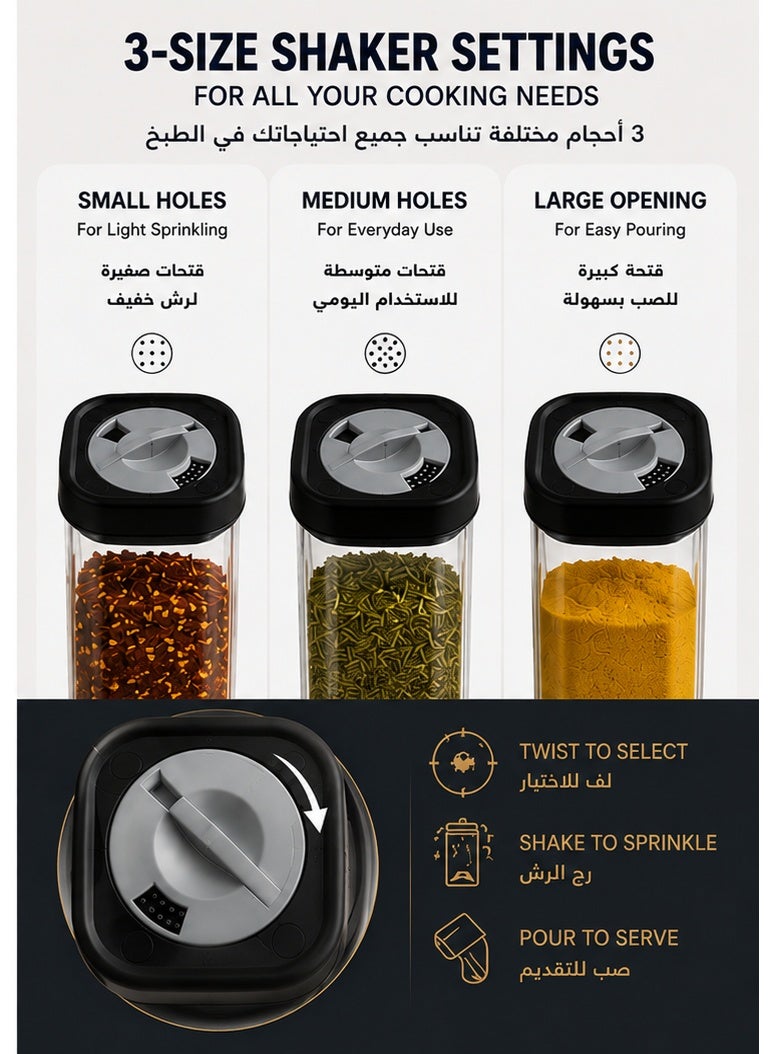 2-Piece Acrylic Spice Jar Set, 250ml – 3-Position Adjustable Shaker Lid, BPA-Free Airtight Seasoning Containers for Kitchen Organization - Image 2