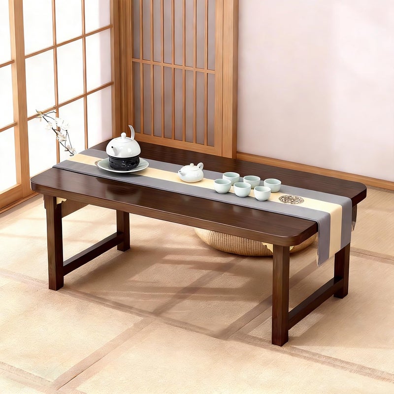 FATOLRD Japanese Folding Floor Table Foldable Coffee Tables Wood Low Desks Versatile for Sitting Dining Table Tea Tatami Desk No Assembly Unique (31.5 * 19.7 * 11.8 inch) - Image 1