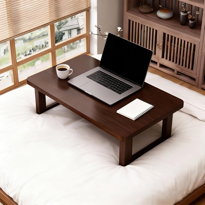 FATOLRD Japanese Folding Floor Table Foldable Coffee Tables Wood Low Desks Versatile for Sitting Dining Table Tea Tatami Desk No Assembly Unique (31.5 * 19.7 * 11.8 inch) - Image 2