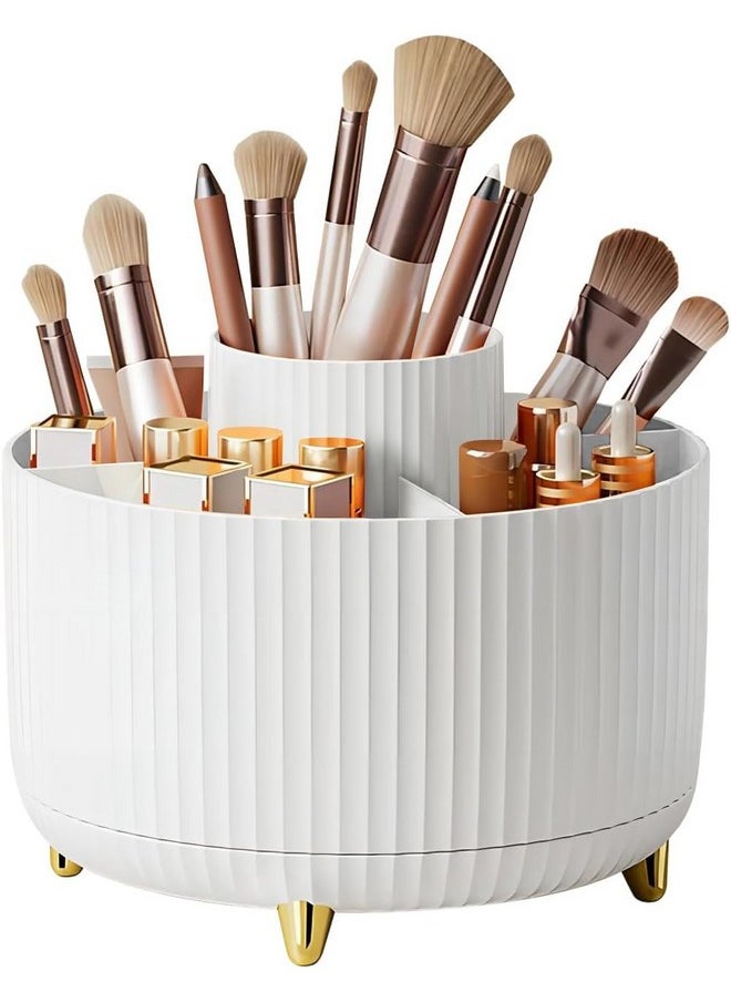 INOVERA (LABEL) INOVERA (LABEL) 5 Slot 360° Rotating Makeup Cosmetic Brush Storage Holder Display Case Bathroom Vanity Desktop Organizer (White)  - Image 1