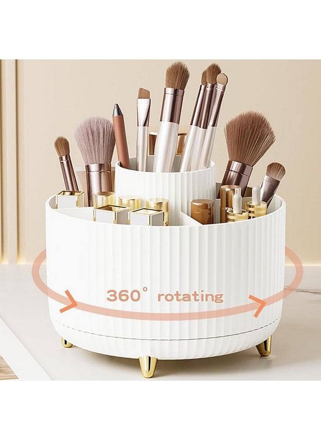 INOVERA (LABEL) INOVERA (LABEL) 5 Slot 360° Rotating Makeup Cosmetic Brush Storage Holder Display Case Bathroom Vanity Desktop Organizer (White)  - Image 3