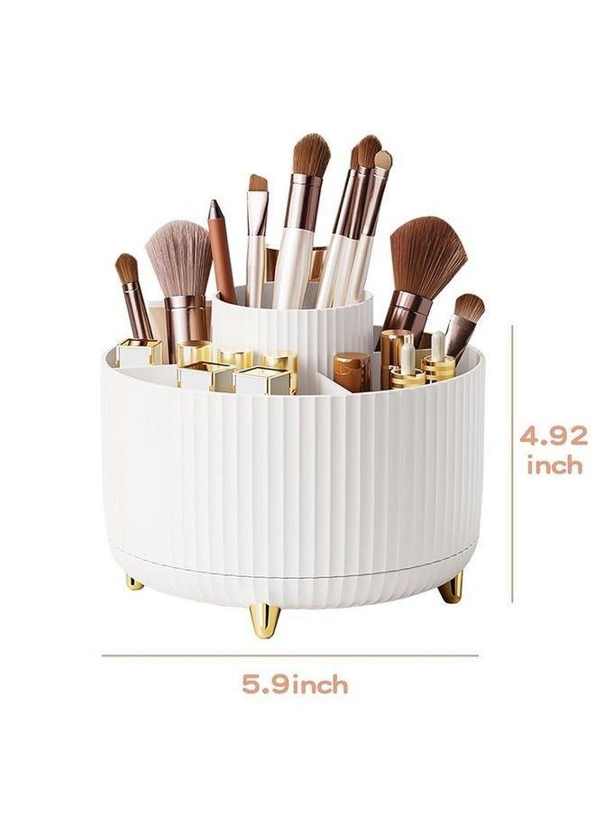 INOVERA (LABEL) INOVERA (LABEL) 5 Slot 360° Rotating Makeup Cosmetic Brush Storage Holder Display Case Bathroom Vanity Desktop Organizer (White)  - Image 2