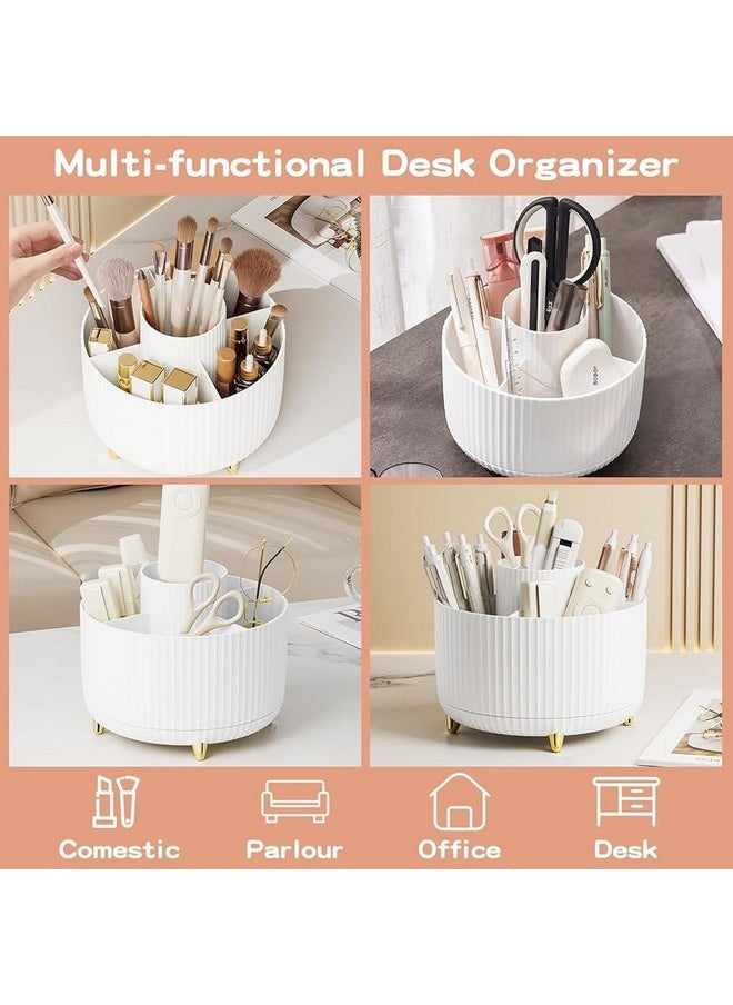 INOVERA (LABEL) INOVERA (LABEL) 5 Slot 360° Rotating Makeup Cosmetic Brush Storage Holder Display Case Bathroom Vanity Desktop Organizer (White)  - Image 4
