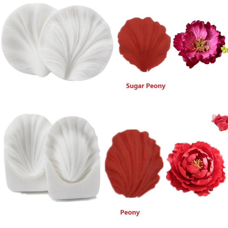 Colorkitchenware 6set Gumpaste Flower and Leaf Silicone Veining Mold Sugarcraft Fondant Flower Making Tools for Wedding Cake Decorating Chocolate  Sugar Soap Gum paste - Image 2