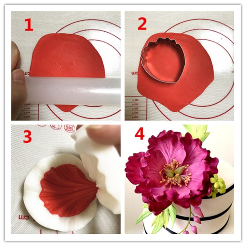 Colorkitchenware 6set Gumpaste Flower and Leaf Silicone Veining Mold Sugarcraft Fondant Flower Making Tools for Wedding Cake Decorating Chocolate  Sugar Soap Gum paste - Image 5