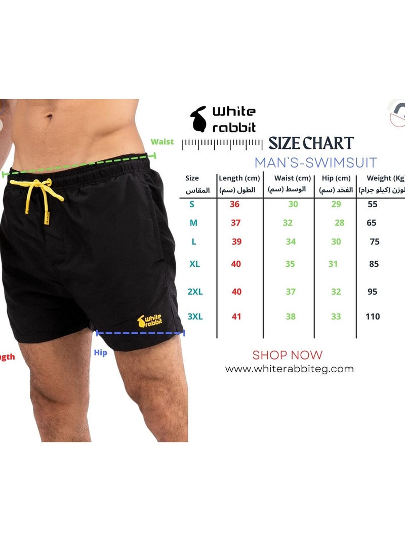 WHITE RABBIT - Plain Basic Mid-Rise Swim Shorts - Image 1