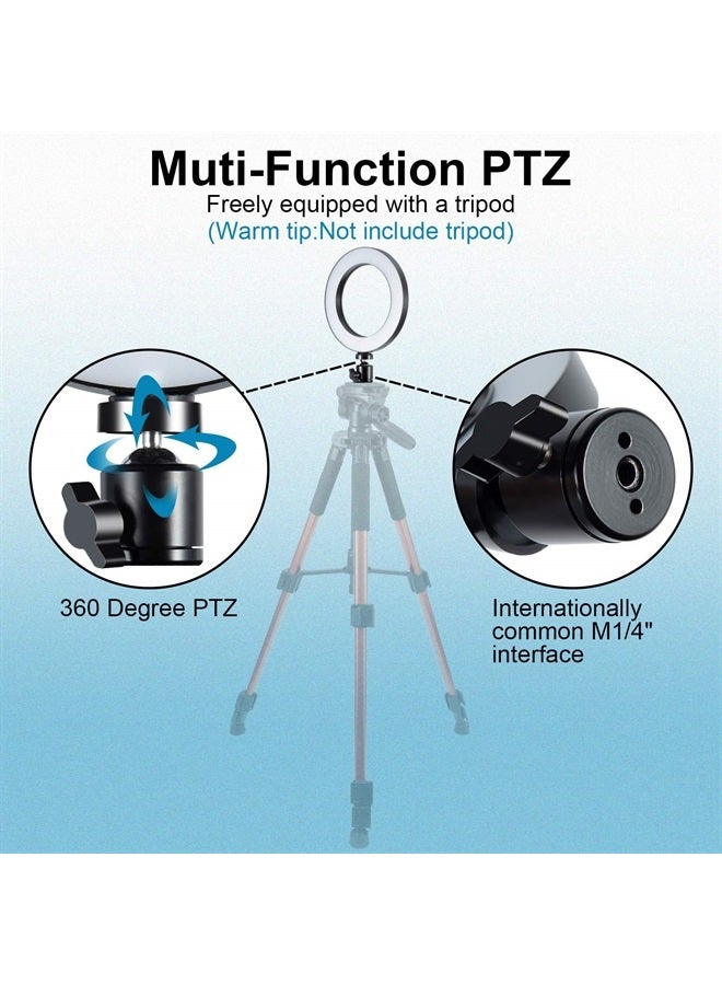 MACTREM ضوء حلقة LED 6" مع حامل ثلاثي القوائم لفيديوهات يوتيوب والمكياج، ضوء كاميرا LED صغير مع حامل هاتف محمول، مصباح LED مكتبي مع 3 أوضاع إضاءة و 11 مستوى سطوع (6") - Image 5