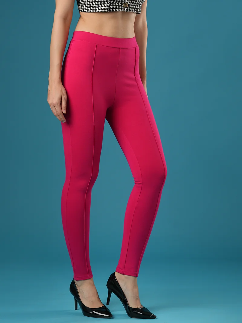 globus Women Skinny Fit Mid Rise Stretchable Treggings