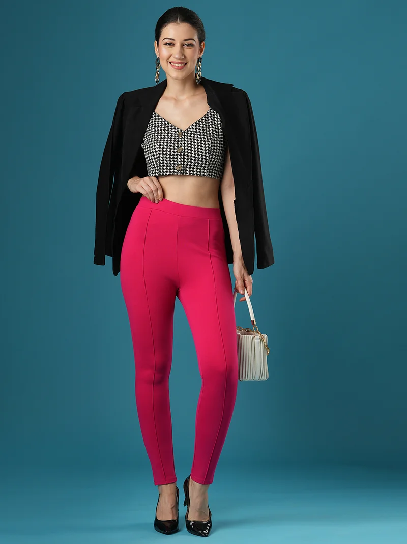 globus Women Skinny Fit Mid Rise Stretchable Treggings