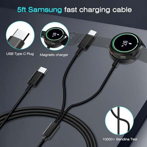 DuoCaiBao Galaxy Watch Charger Compatible Galaxy Watch 8/7/6/6 Classic/5 Pro/5/4 Classic/3 Active2/1, 2-in-1 USB C Fast Charging Cable, 25W Super Fast Charger for Galaxy S25/24/23/iPhone 16/15(5FT) - Image 4