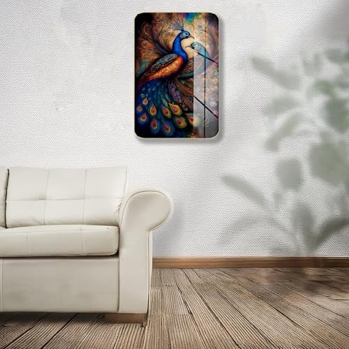 Masstone Premium Peacock Golden Effect High Glossy Surface Golden Slim Frame Wall Art, 45x30 cm – for Living Room, Bedroom, and Office Décor - Image 3