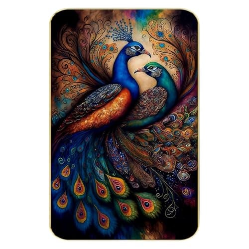 Masstone Premium Peacock Golden Effect High Glossy Surface Golden Slim Frame Wall Art, 45x30 cm – for Living Room, Bedroom, and Office Décor - Image 1