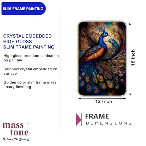 Masstone Premium Peacock Golden Effect High Glossy Surface Golden Slim Frame Wall Art, 45x30 cm – for Living Room, Bedroom, and Office Décor - Image 4