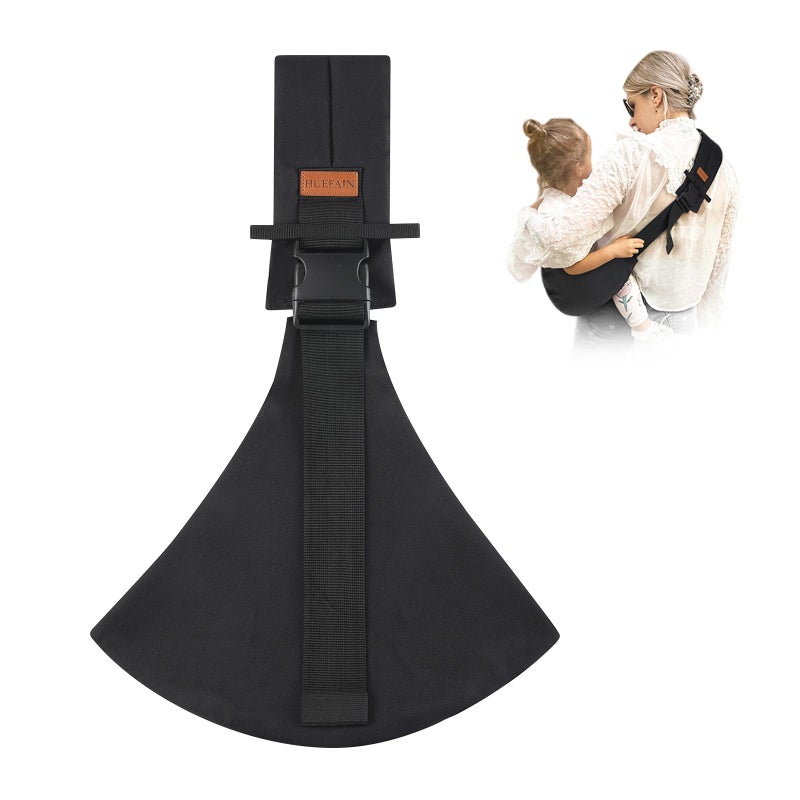 huefain Baby Sling Carrier for Infants and Toddlers 636 Months 1030 lbs Lightweight Breathable Cotton Hip Shoulder CarrierAdjustable EasytoWear Side Front Carry Toddler Sling Black - Image 2