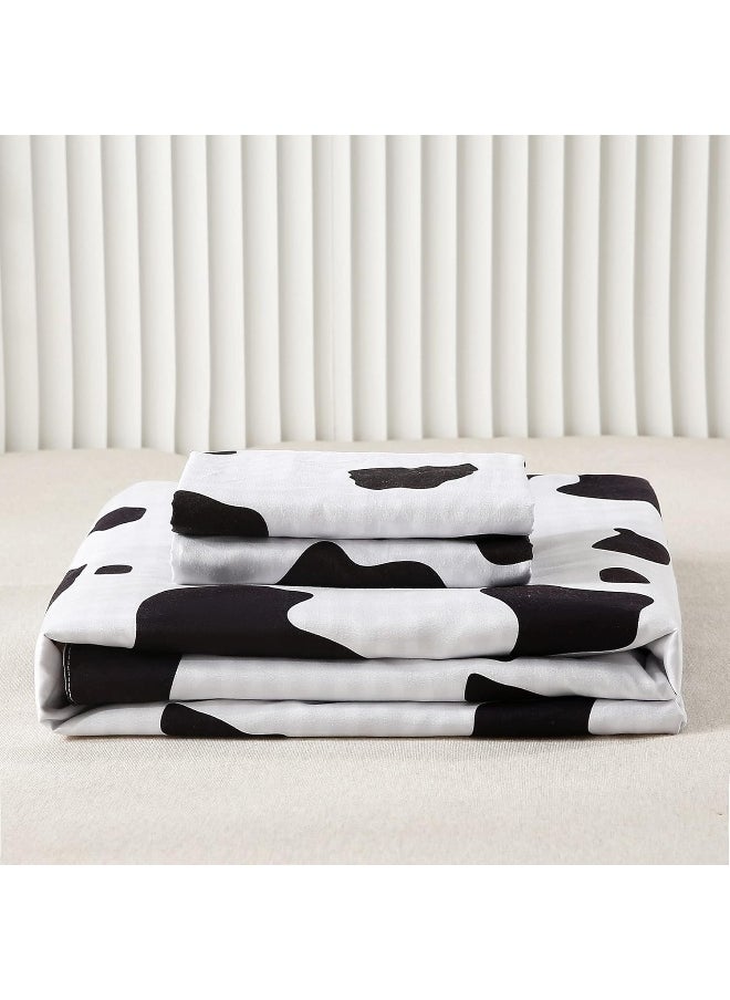 Mengersi - Mengersi Cow Print Duvet Cover Sets Full Size Cartoon Bedding Sets Reversible Comforter Cover Soft for Kids Boys Girls - Image 1