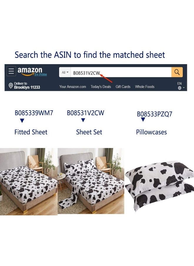 Mengersi - Mengersi Cow Print Duvet Cover Sets Full Size Cartoon Bedding Sets Reversible Comforter Cover Soft for Kids Boys Girls - Image 1