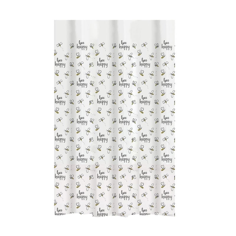 Bath Bliss Bathroom Bee Happy Design Shower Curtain Dimensions 70 x 72 Lightweight Bathroom Shower Accessories Weighted Hem Light Filtering White