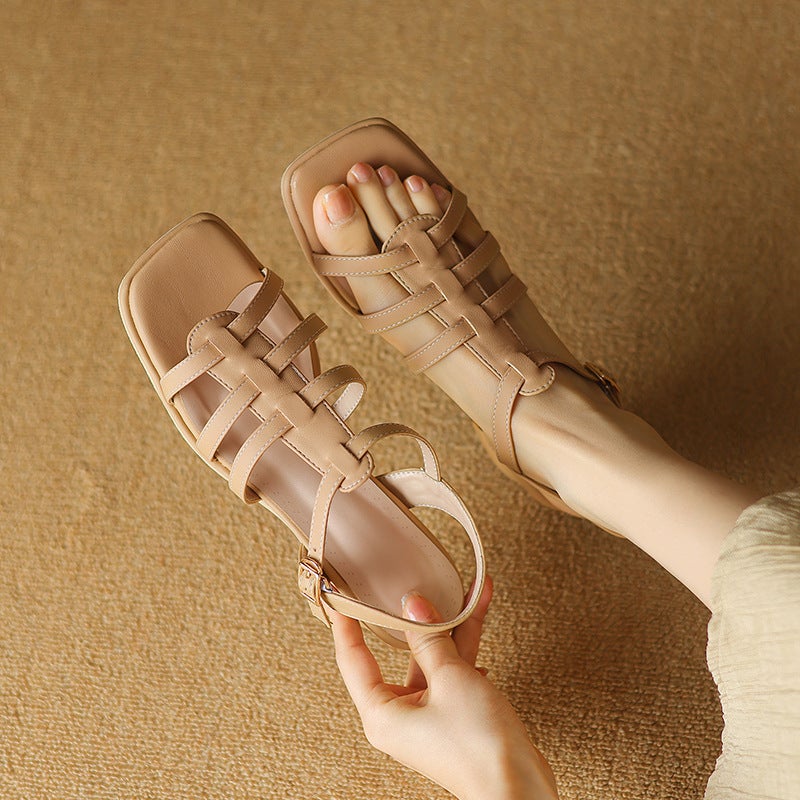 2024 Summer Comfortable Mid-Heel 31-43 Size Open Toe Buckle Women'S Sandals - Image 5
