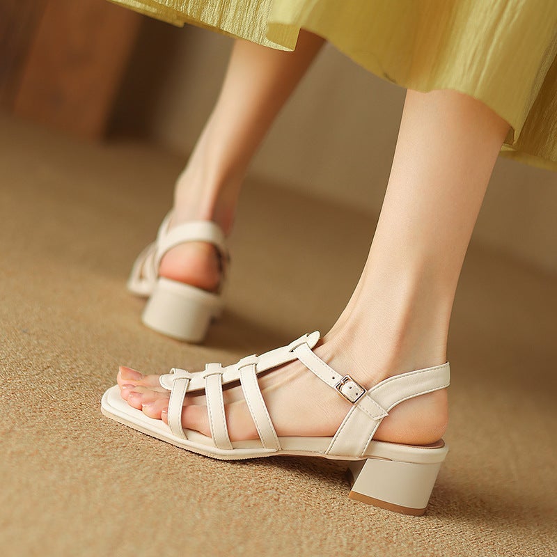 2024 Summer Comfortable Mid-Heel 31-43 Size Open Toe Buckle Women'S Sandals - Image 2