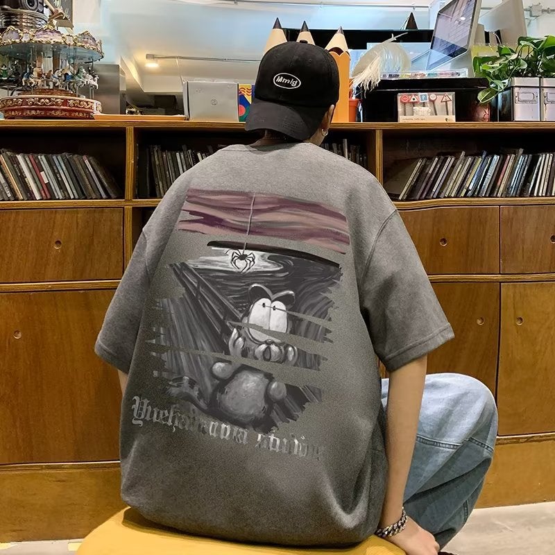 Heavy Short-Sleeved T-Shirt Men'S Summer American Style Fashion Brand Oversize Loose All-Match Teenager Half-Sleeved T-Shirt - Image 5